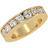 Houston Diamond District 2 to 3 Carat (ctw) Round Diamond Ladies Channel Set Half-Way Semi-Eternity Wedding Anniversary Stackable Ring Band Value Collection