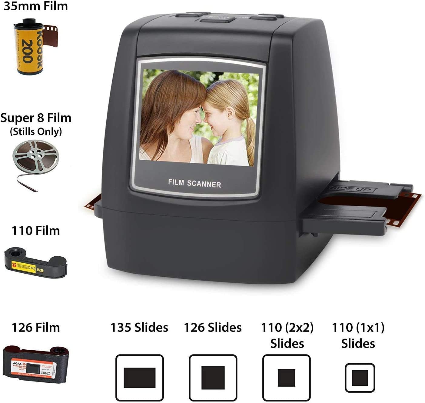 DIGITNOW Film Scanners with 22MP Converts 126KPK/135/110/Super 8 Films, Slides & Negatives All in One into Digital Photos, 2.4" LCD Screen, Impressive 128MB Built-in Memory: Electronics