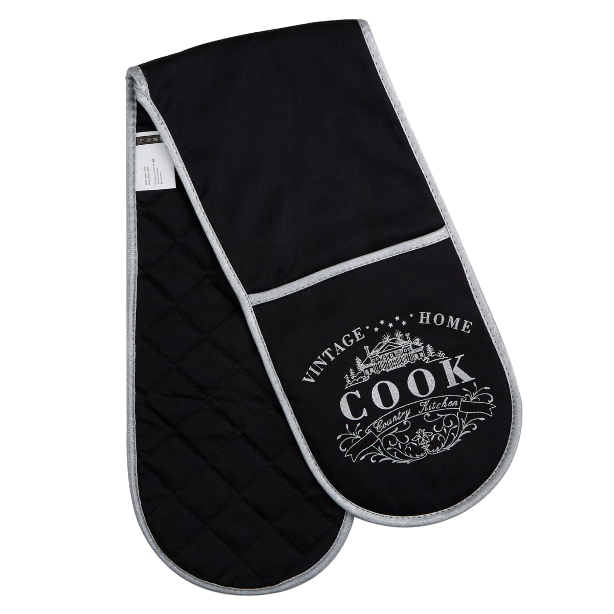 Premier Housewares 100% Cotton Oven Glove Double Oven Gloves Double Oven Mitt Heat Resistant Oven Gloves 83 X 2 X 18 Cm