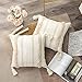 OJIA Boho Decorative Throw Pillow Cover, 20 x 20 Farmhouse Cute Pillowcase Minimalist Neutral Collection Cream White Tufted with Tassels Woven Square Cushion Cover for Sofa Couch Bedroom Living Room