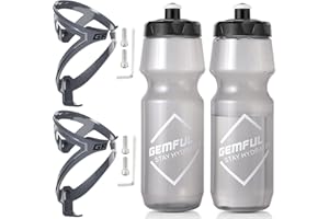GEMFUL Bike Water Bottles with Bicycle Holder 750ml Mtb Cycling Squeeze 24 oz Sport Bottle 2 Pack