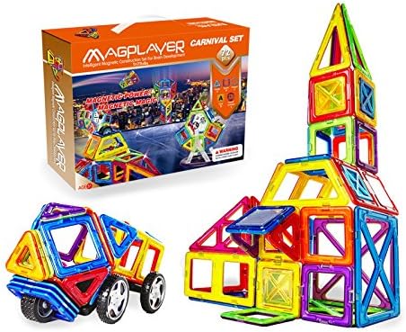 72 Pieces Mini Magnetic Building Blocks Toys Set, Educational Magnet Bricks Tiles Construction Stacking Kit For Kids (72 Pieces)