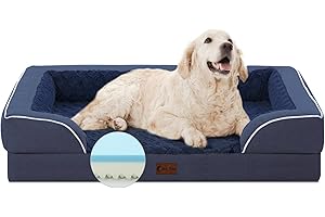 Casa Paw Orthopedic XL Dog Bed for Extra Large Dogs, Waterproof Memory Foam Dog Beds with Sides, Non-Slip Bottom and Egg-Crate Foam Big Dog Couch Bed with Removable Washable Cover(X-Large,Navy Blue)