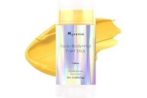 Mysense Yellow Face Body Hair Paint Stick,Water Based Washable Temporary Hair Color,Non-toxic Cream Body Paint for Adults and Kids Halloween Costume Tiger Cosplay Makeup,0.5oz