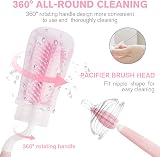 Vicloon 3PCS Baby Bottle Brush Silicone Bottle Cleaner Pink view 3