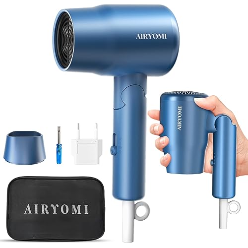 AIRYOMI Portable Travel Hair Dryer Dual Voltage, Lightweight Small
