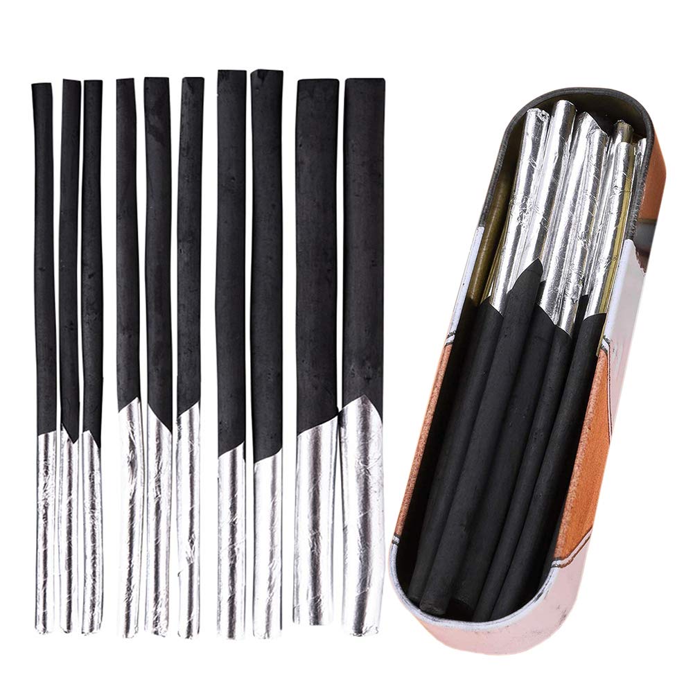 AIDIER 10Pcs Charcoal Sticks Artist Willow Charcoal Black Willow Sticks for Artists Vine Charcoal Sticks for Sketching Shading Charcoal Drawing Set for Adults Beginners Art Supplier Gift 4 Sizes