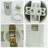 GOWEILE 10 Pcs E14 Socket Light Bulb Holder Replacement Ring Black White view 3