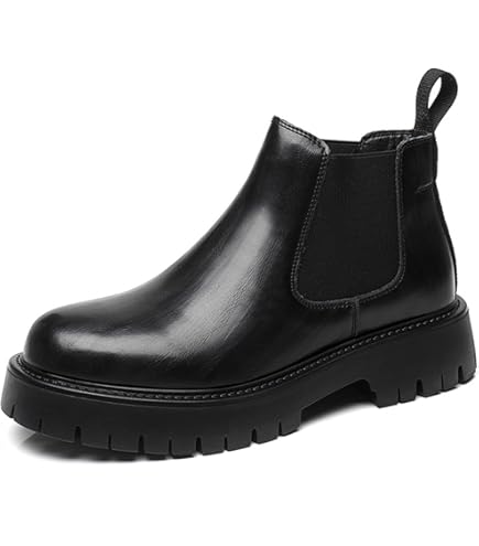 Bottines Chelsea En Cuir Rétro Pour Homme - Plateforme, Style Décontracté, Taille Grande