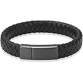 Imrsanl Cremation Jewelry Urn Bracelet for Ashes for Women Men Memorial Braided Leather Urn Bracelet for Human Ashes Keepsake Cuff Bangle Jewelry