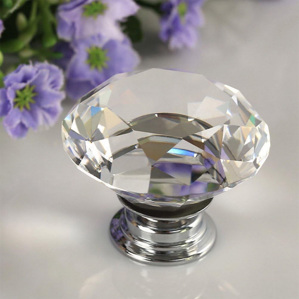 FOCCTS 12 PCS 30mm Crystal Door Knobs Glass Drawer Knobs Decorative Crystal Door Handles Diamond Pulls with Screws for Home Office Chest Cabinet Drawers - Image 5