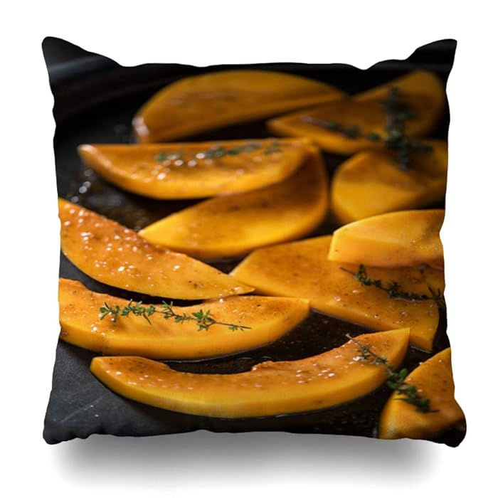 LALILO Throw Pillow Covers, Sliced Pumpkin Ready Be Roast Double-Sided Pattern Sofa Cushion Cover Couch Decoration Home Gift Bed Pillowcase 18x18 inch
