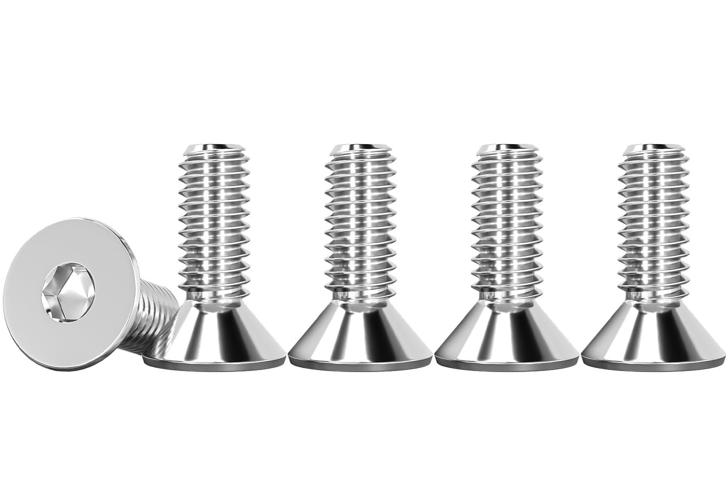 Drenky M4 X 12mm Screws, M4 Socket Screws 50 Pcs Hex Screws DIN 7991 / ISO 10642 Rustproof Machine Screws 304 Stainless Steel Hex Socket Countersunk Bolts, Fully Thread — image 1