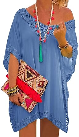 Orandesigne Femme Bikini Cache Maillots Ete Loose Robe De Plage Maillot De Bain Plage Cover Up Blouse Tunique Amazon Fr Vetements Et Accessoires