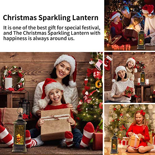 LSXD Lighted Water Lantern Glittering with Music,Christmas Snow Globe with Timer,Battery Operated/USB Powered Singing Snow Globe for Kids Santa Claus LED Water Lantern for Christmas Home Decoration