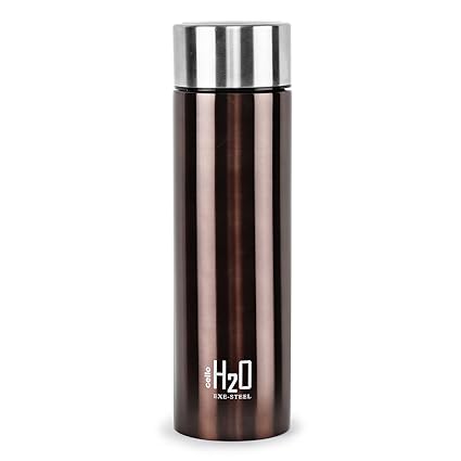 Cello H2O Stainless Steel Water Bottle, 1 Litre, Brown