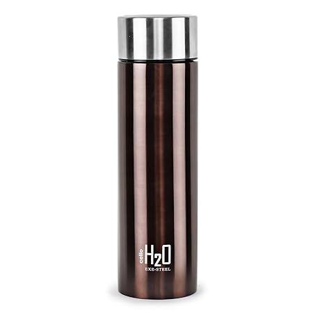 Cello H2O Stainless Steel Water Bottle, 1 Litre, Brown