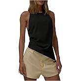 SweatyRocks Women's Tie Backless Asymmetrical Halter Tops Sleeveless Ruched Camisole Shirts