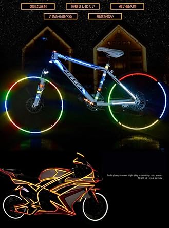 Amazon Co Jp Plus Nao プラスナオ 反射ステッカー 8m 自転車 アクセサリー 安全装置 カスタマイズ カスタム 反射シール テープ 夜間光る かっこいい 単 グリーン 服 ファッション小物