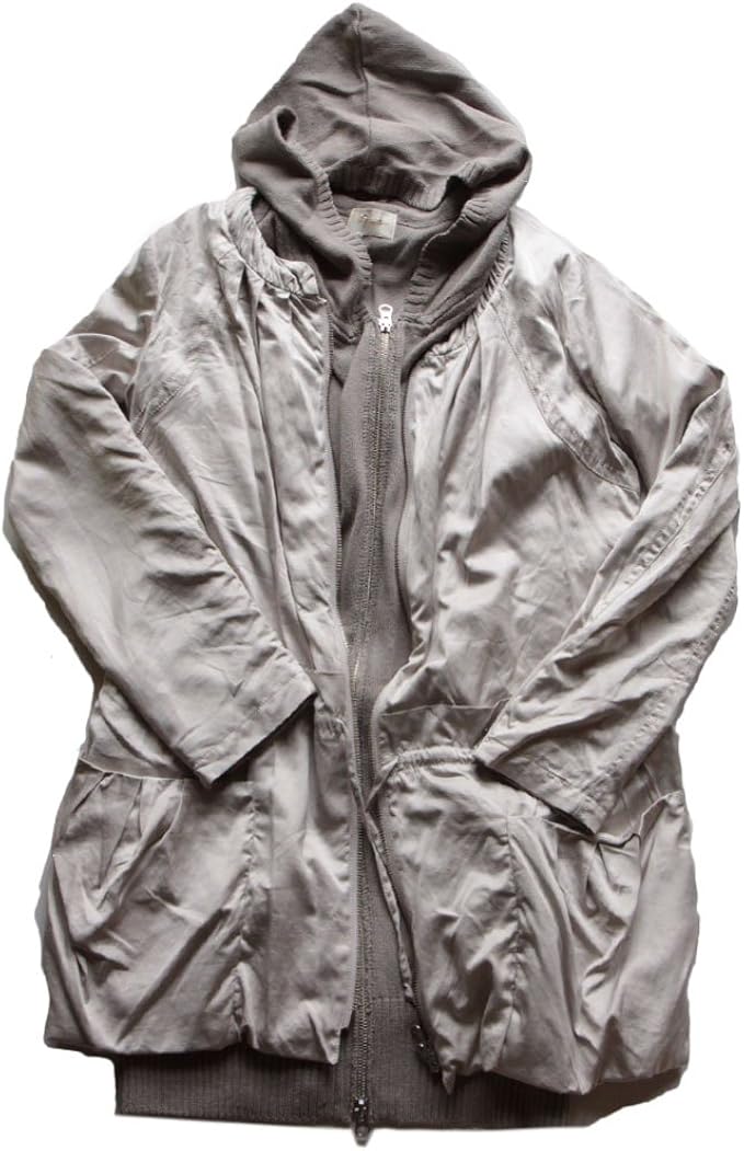 Amazon Re Verofonna ヴェロフォンナ ニットパーカー サテンジャケットコート グレイベージュ レディース スプリングコート コート ジャケット 通販