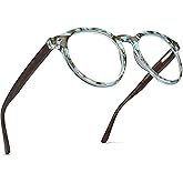 2SeeLife Large Round TR-90 Reading Glasses for Men & Women – Medium-Large Fit, Durable, Spring Hinges, Blue Light Readers, Aqua Blue, +1.00