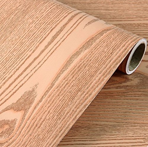 Wood grain furniture Self Adhesive stickers PVC wallpaper cabinets Gloss Film Vinyl Counter Top Decal 15.6inch by 78inch (Red curved wood） - Thumbnail 7
