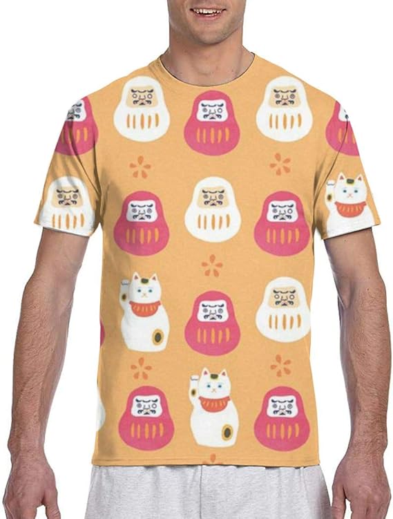 Amazon Co Jp 日本ダルマ猫パターン メンズ Tシャツ 半袖 創意デザイン 3dプリント 夏 ゆったり おしゃれ カジュアル トップス 服 ファッション小物