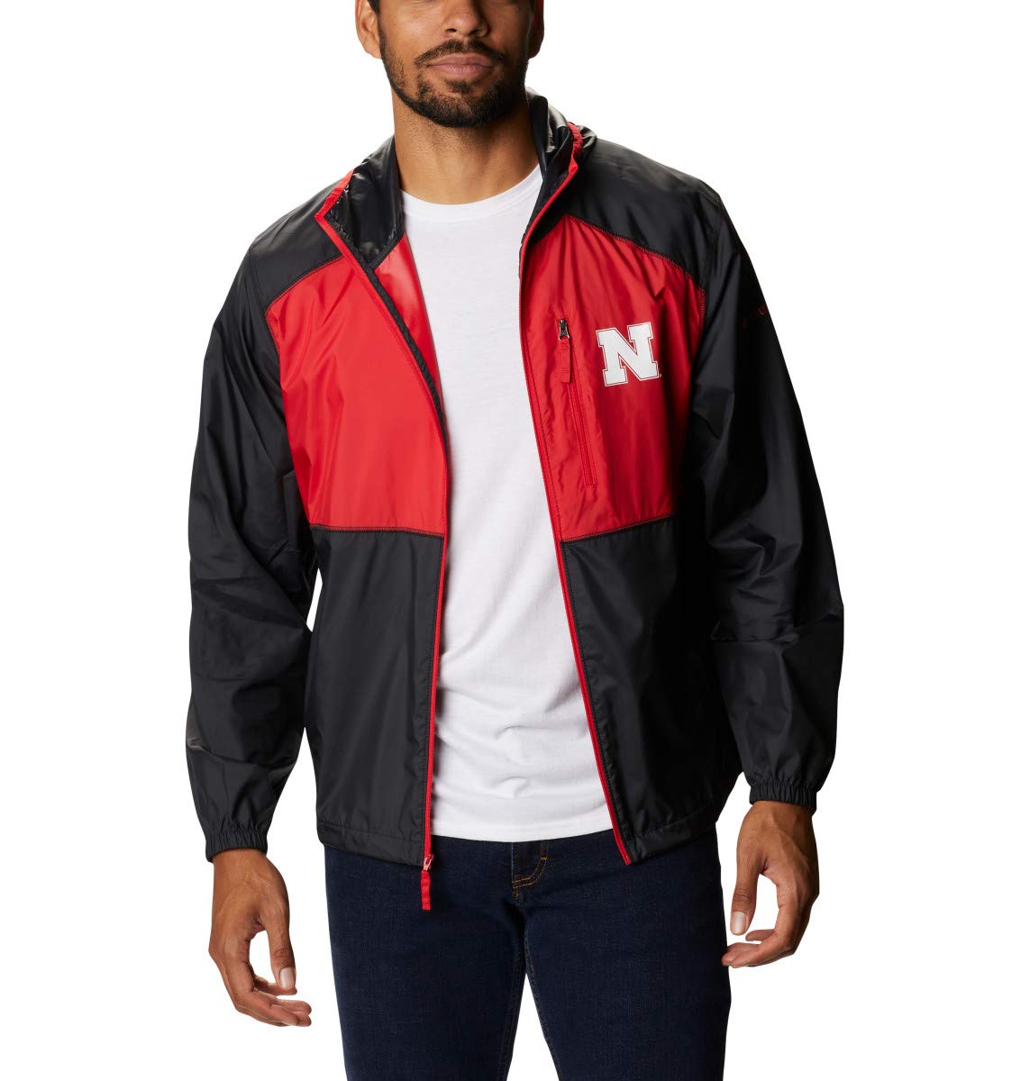NCAA Nebraska Cornhuskers Men's Flash Forward Jacket, Medium, NEB - Black/Bright Red