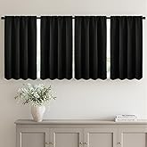 MIULEE 36 Inch Short Blackout Curtains Set of 4, Over Sink Kitchen Tier Curtain Thermal Insulated Privacy Drapes Mini Top & B