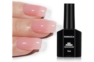 TOMICCA Pink Gel Nail Polish, Clear Pink Gel Polish, Pink Nude Gel Polish, Soak Off UV Jelly Gel Nail Polish, Sheer Translucent Colors Nail Art French Manicure DIY