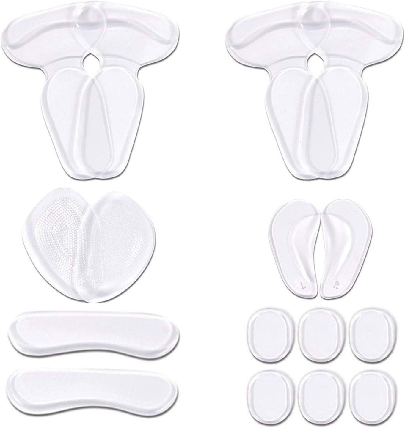 URAQT Heel Grips, 16 pcs Metatarsal Pads Foot Cushions, Shoe Inserts Liners Pads, Invisible Foot Care Kit for Foot Pain Relief