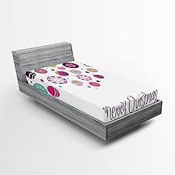 Ambesonne Christmas Fitted Sheet, Colorful Graphic