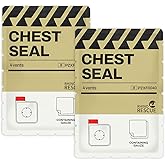 RHINO RESCUE Vented Chest Seal, 4 Vents, Sterile Emergency Trauma Dressing, Occlusive Adhesive Pad, IFAK Trauma Refill Medical First Aid Supplies for Wound Care, Gunshot Wound, Sucking Chest(2 Count)