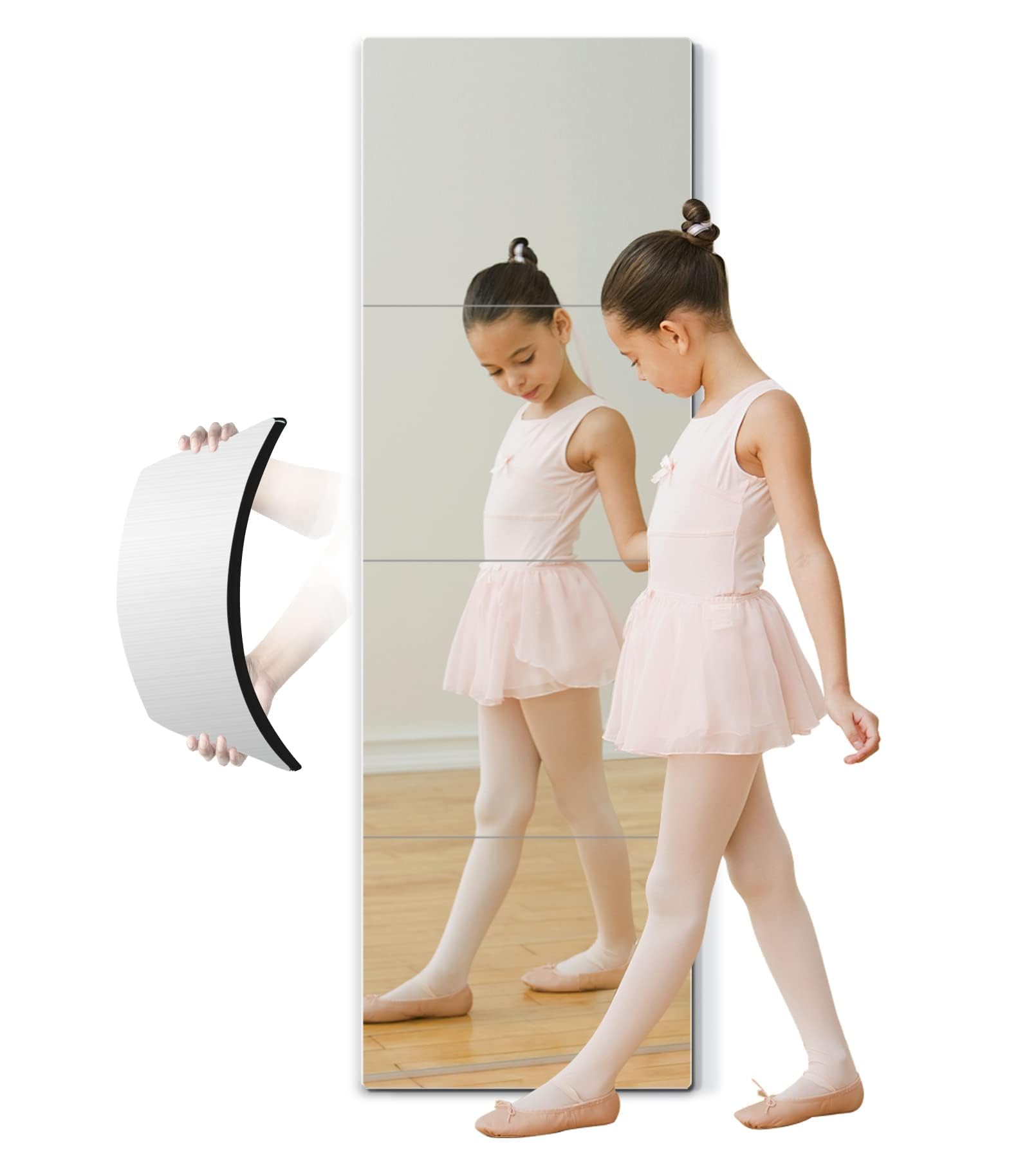 Full Length Mirror for Kids Safety Shatterproof Mirror, Plastic Wall Mirrors,Made of Acrylic Plexiglass Mirrors,（X Large 16"x 16"x 4 Pcs) Long Bedroom Door Closet Mirro,Workout for Home Gym Body Mirro