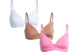 bebe Girls' Training Bra - 3 Pack Wire Free Soft Microfiber Molded Bra with Adjustable Straps (A Cup/B Cup)