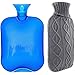 Hot Water Bottle with Cover, Ohuhu 2L Classic Premium Transparent Hot or Cold Water Bag with Knit Cover for Pain Relief Hot Pack Therapy 2000ml 68oz, Blue, Home and Outdoor