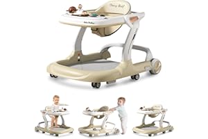 AOBALVN Music and Lights Baby Walker with Wheels,9 Adjustable Heights Infant Toddler Walker,Baby Walkers with Foot Pads,Anti-Fall Baby Walker and Activity Center for Boys Girls Babies 6-18 Months