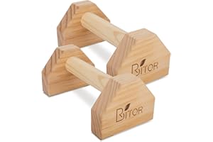 Wooden Parallettes, Push Up Bars, Gym Equipment with Anti-Slid Mat for Fitness, Gymnastics, Aerobics, Bodybuilding, Non-slip 