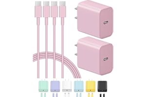 STAKYCET iPhone 15 Charger Fast Charging iPhone 15 Pro Max Charger USB C Charger Block 2-Pack Type C Charger 6FT Cord for iPhone 15/iPhone 15 Pro/iPhone 15 Pro Max,iPad Pro,iPad Mini 6,Android Phones(Pink)