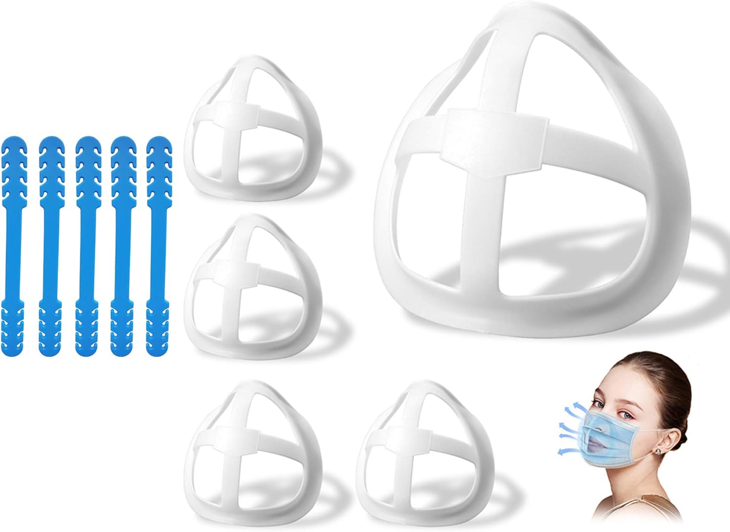 3D Bracket, Nose Pads Makeup Protection Bracket, Inner Support-Mouth, Washable Reusable Bracket… (5PCS) - - 