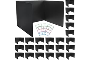 Noliven 24 PCS Student Desk Dividers, Durable and Waterproof Plastic Study Board, Privacy Shields Folders with Sticker Labels