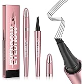 Eyebrow Pencil,3D Microblading Eyebrow Tattoo Pencil 4 Fork Tip,Eye Makeup Long-Lasting Waterproof & Smudge-proof Natural Eyebrow Hair Eyebrow Pencil (3#black)