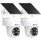 ANRAN 2K Security Camera Wireless Outdoor, Solar Outdoor Camera with 360° View, Smart Siren, Spotlights, Color Night Vision, PIR Human Detection, Pan Tilt Control, 2-Way Talk, Q01W 2 Packs