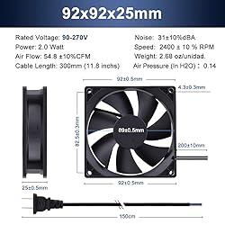 Wathai EC 90mm x 25mm Ball AC Axial Cooling Fan
