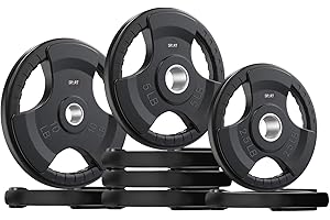 SPART Weight Plate 2-Inch Rubber Coated Olympic Grip Plate for Barbell,Solid Cast Iron Weight Plates in Pairs or Single for Strength Training,Weightlifting,Crossfit,Home Gym(5LB/10LB/25LB/35LB/45LB)