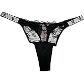 Victoria's Secret Very Sexy Lace Thong Panty – Black Shine Strap, Sheer Floral Lingerie New