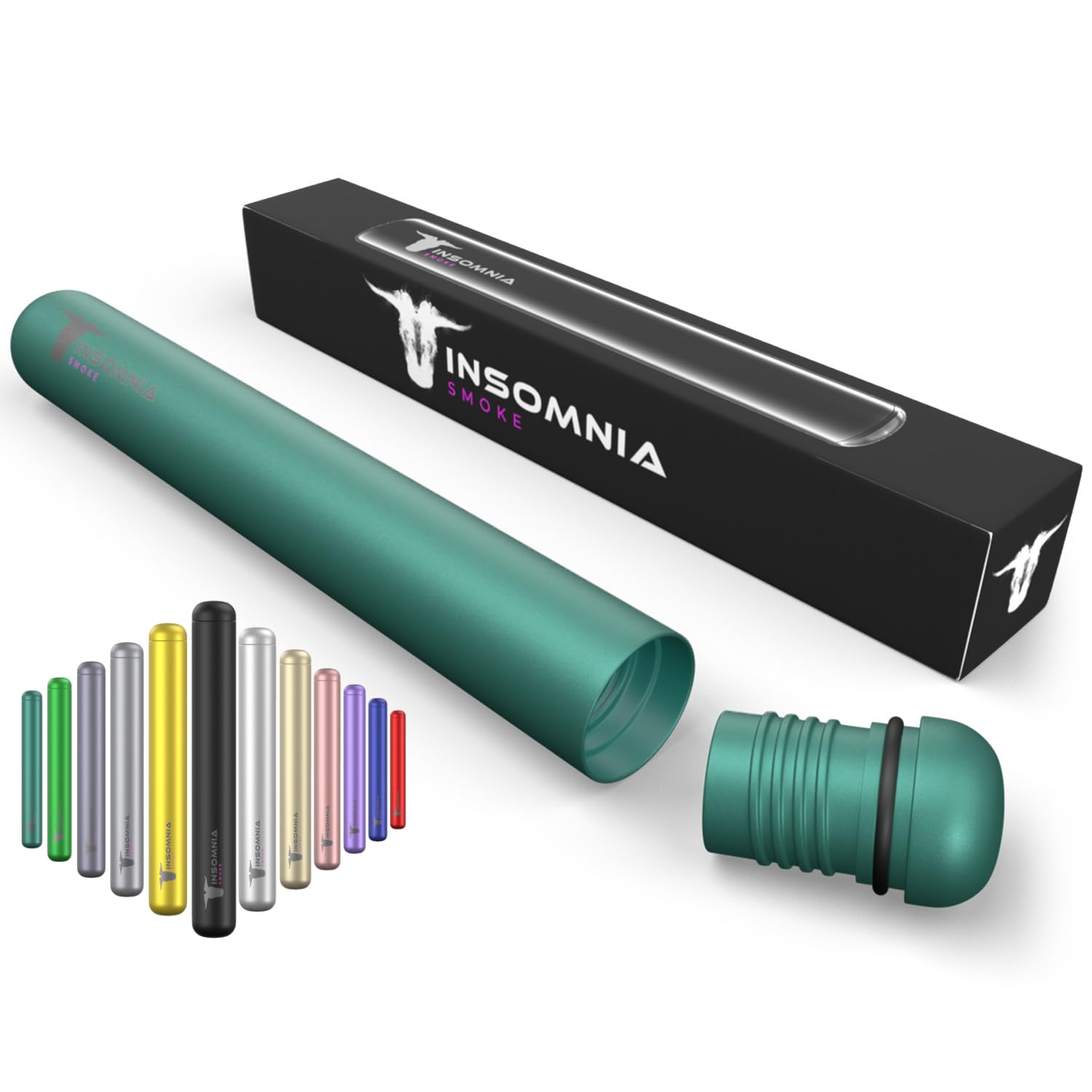 Insomnia Smoke Joint Case | Water, Smell & Odour Proof | Premium Tobacco Doob Tube Cigarette Storage Container Box for King Size Pre-roll Cone | Made of CNC Aluminium for Luxury Lifestyle (Dark Green)