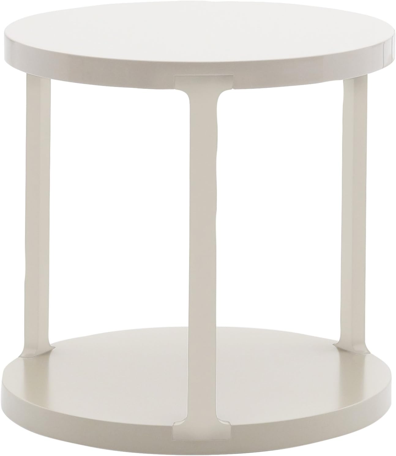 Argo Furniture Modern Beige Round Side Table, White Coffee Table, Tea Table and Wine Trolley, 19.7 x 19.7 x 19.3 inches