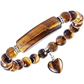 TUMBEELLUWA Healing Stone Bracelet 8mm Beads Chakra Crystal Energy Heart Charm Bracelet Handmade Jewelry for Women