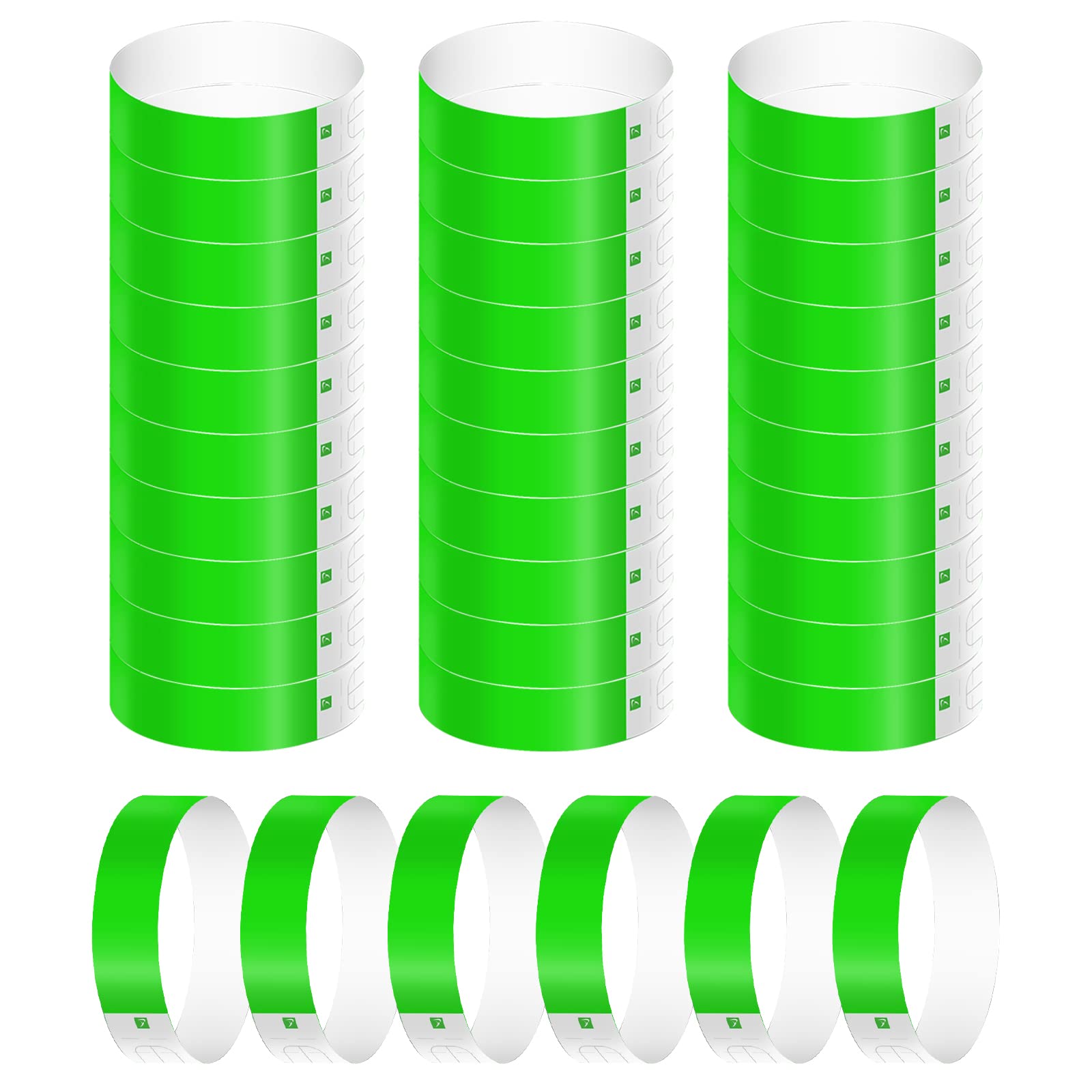KINBOM 300pcs Neon Wristbands, Waterproof Paper Wristbands for Events Paper Bracelets Entrance Wristbands for Music Festival Parties Concerts Contest (Green)